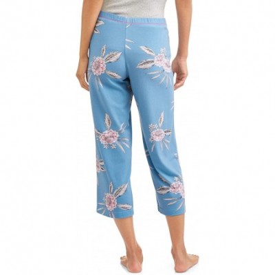 Bottoms Women's Modal Knit Capri Sleep Pants - Blue Floral - C518G7CLWDI