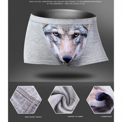 Boxer Briefs Men's Seamless Boxer Brief Stretchable Underwear 3D Printing 3-pcs Set- Sexy Hipster Wolf Animals - Wolf Black +...