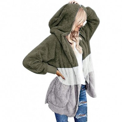 Garters & Garter Belts Women's Plush Coat Cardigan Hooded Patchwork Draped Fuzzy Furry Outwear Long Sleeved Open Front Coat w...