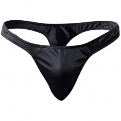 G-Strings & Thongs Sexy Underwear Mens Thong Briefs Comfortable Underwear Panties Sexy Satin - Black - CO18ZEMSOOA