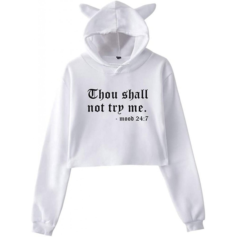 Baby Dolls & Chemises Women's Hooded Sweatshirt Long Sleeve Casual Printed Pullover Hoodie Crop Top Hoodies Blouse - White 2 ...