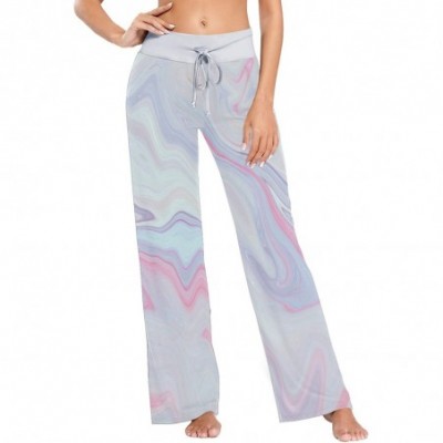 Bottoms Purple Marble Texture Stone Women's Pajama Lounge Pants Casual Stretch Pants Wide Leg - CL19D45QQKZ