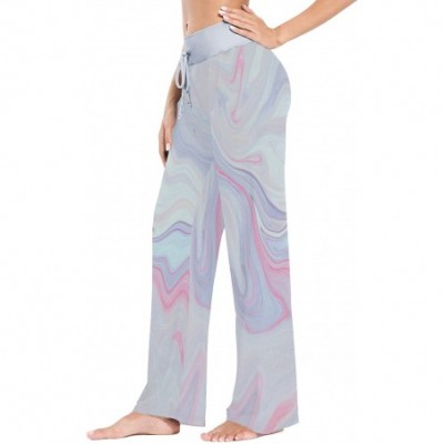 Bottoms Purple Marble Texture Stone Women's Pajama Lounge Pants Casual Stretch Pants Wide Leg - CL19D45QQKZ