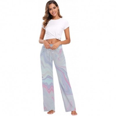 Bottoms Purple Marble Texture Stone Women's Pajama Lounge Pants Casual Stretch Pants Wide Leg - CL19D45QQKZ