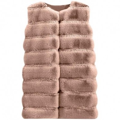 Tops Silver Fox Fur Vest Luxury Fauxfur Sleeveless Cardigan Knee Length Waistcoat Shaggy Jacket Fluffy Outwear Party Khaki - ...