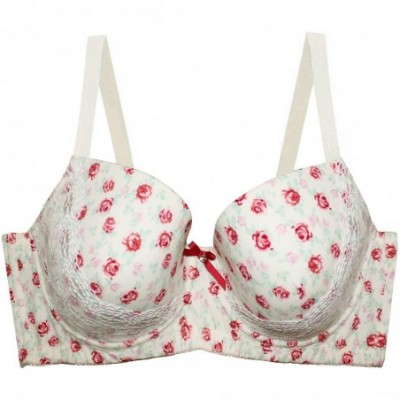 Bras Women's Red/Purple Plus Size Sexy Printing Demi Bra - Beige - C618DEE3RC4