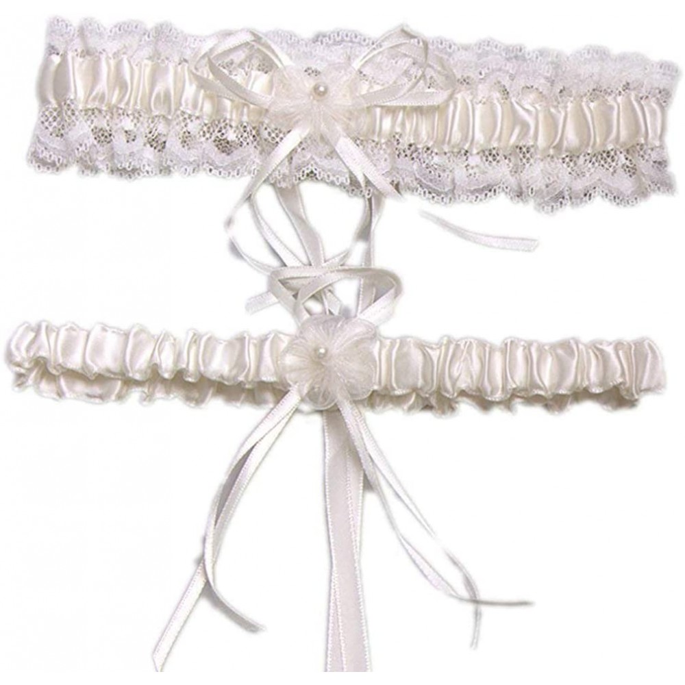 Garters & Garter Belts 2019 Sexy Lace Wedding Garters for Bride Party Prom Garter Set 2 Pcs - 17-ivory - CA18E6HMYU0