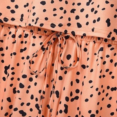 Sets Women Leopard Sleeveless Pajama Set 2PCS Night Lounge Top Short Sleepwear Cami Shorts Set Nightwear - Orange - CN198MZ5LL8