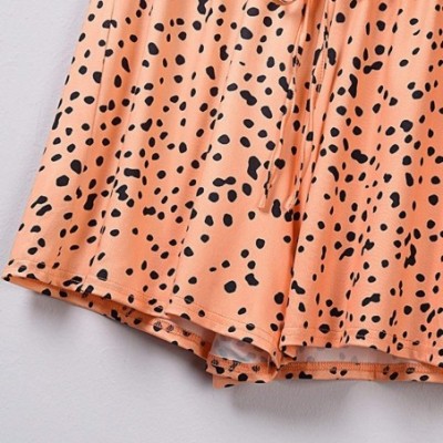 Sets Women Leopard Sleeveless Pajama Set 2PCS Night Lounge Top Short Sleepwear Cami Shorts Set Nightwear - Orange - CN198MZ5LL8