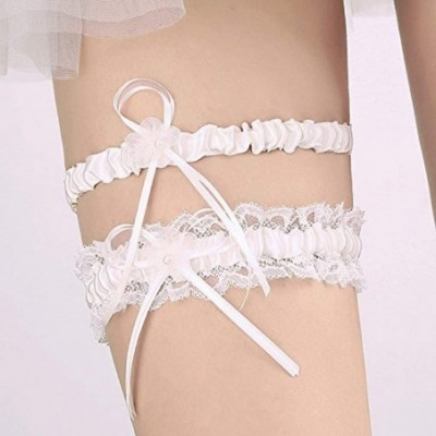 Garters & Garter Belts 2019 Sexy Lace Wedding Garters for Bride Party Prom Garter Set 2 Pcs - 17-ivory - CA18E6HMYU0