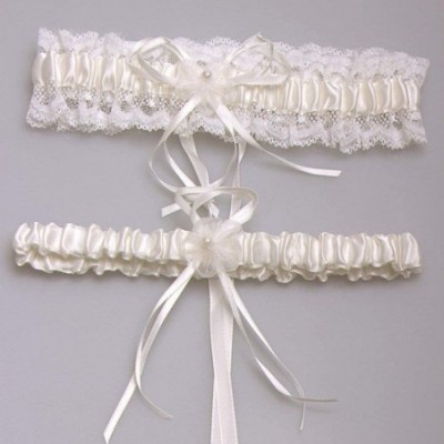 Garters & Garter Belts 2019 Sexy Lace Wedding Garters for Bride Party Prom Garter Set 2 Pcs - 17-ivory - CA18E6HMYU0