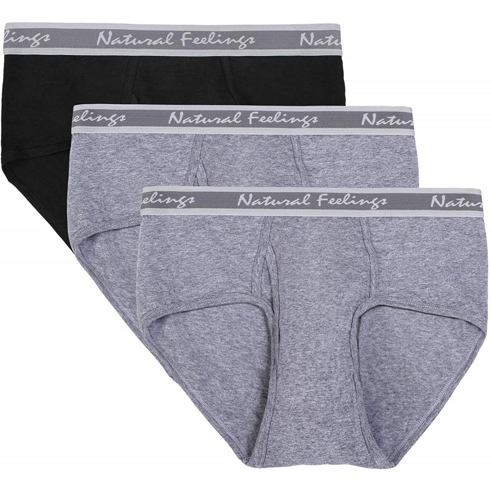 Briefs Mens Underwear Briefs Classic Seamless Briefs with Fly Men Pack - C black Grey Pack of 3 - C018QGDZ3GT