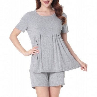 Sets Women's Pajama Short Set Soft Sleepwear Ladies Pjs with Pocket for Summer XS-XL - Gray - CD18R3400TQ