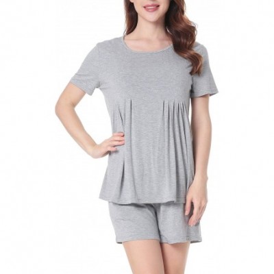 Sets Women's Pajama Short Set Soft Sleepwear Ladies Pjs with Pocket for Summer XS-XL - Gray - CD18R3400TQ