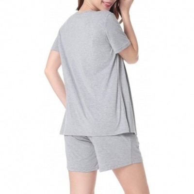 Sets Women's Pajama Short Set Soft Sleepwear Ladies Pjs with Pocket for Summer XS-XL - Gray - CD18R3400TQ