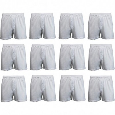 Boxers Mens Knit Boxer Shorts & Briefs - White (12-pack) - C418X9R098D