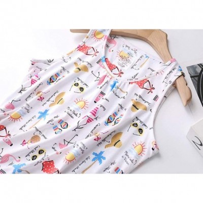 Sets Women's Cute Cotton Pajama Set Cartoon Tank Tee Shorts Sleepwear Summer Plus Size Stripe Shoties - Swim Pool - C919C8X8WSG