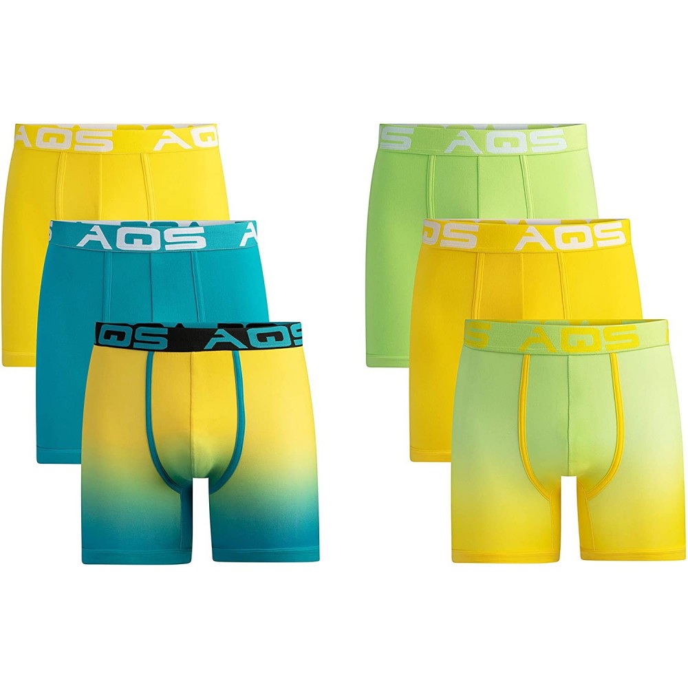 Boxer Briefs Men's Ombre Boxer Briefs - Yellow Blue/Yellow Green - C618XK7KMR0