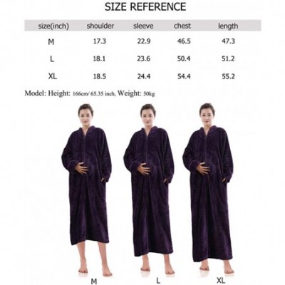 Robes Long Hooded Bath Robe for Women Zipper Spa Bathrobe Flannel Nightgown Housecoat - 15no Hood Purple - CX194W5INNZ