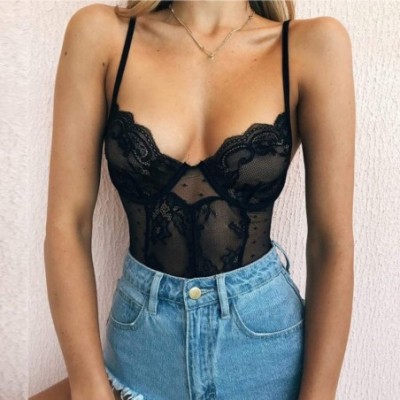 Accessories Women Sexy Lace Up Bodysuit Lingerie Romper Tops Jumpsuit Sleepwear - Black - CU199X06MH8