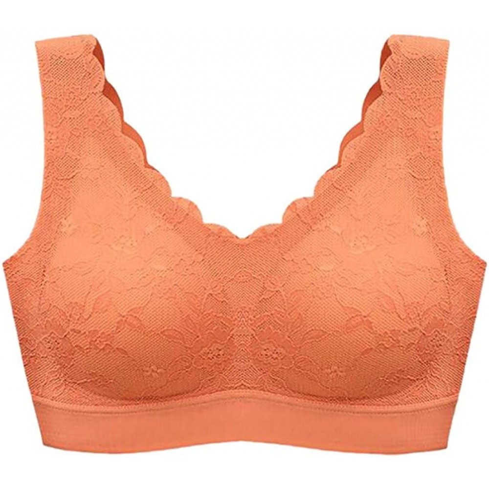 Bustiers & Corsets Women's Lace Deep V Bralette Wire Free Lace Bra Top Everyday Bras for Women Sports Underwears - Orange - C...