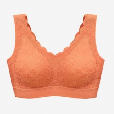 Bustiers & Corsets Women's Lace Deep V Bralette Wire Free Lace Bra Top Everyday Bras for Women Sports Underwears - Orange - C...