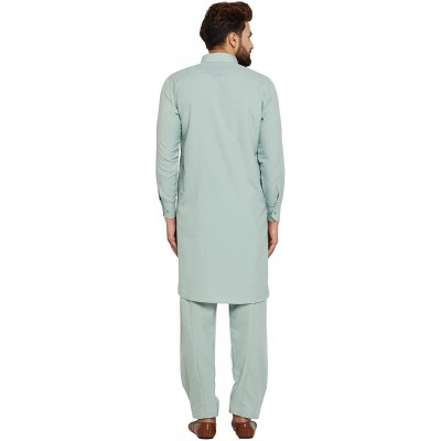 Sleep Tops Men's Cotton Blend Pathani Kurta Salwar - Pistachio Green - CJ12O5B4T1D