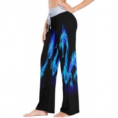 Bottoms Abstract Dragon Animal Black Women's Pajama Lounge Pants Casual Stretch Pants Wide Leg - CK19CZHOR4T