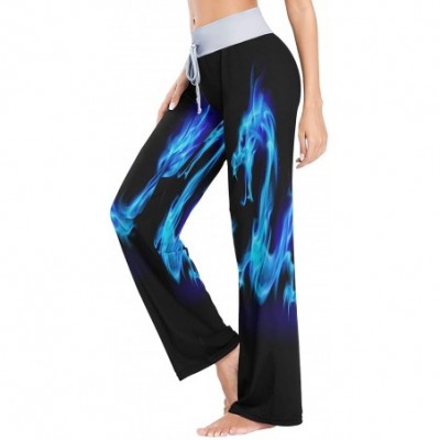 Bottoms Abstract Dragon Animal Black Women's Pajama Lounge Pants Casual Stretch Pants Wide Leg - CK19CZHOR4T