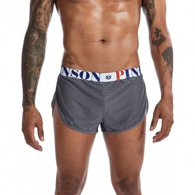 Boxer Briefs Men's Boxer Underwear Split Side Sexy Mesh Breathable Underpants - Grey-4peak - CK197T66LMD