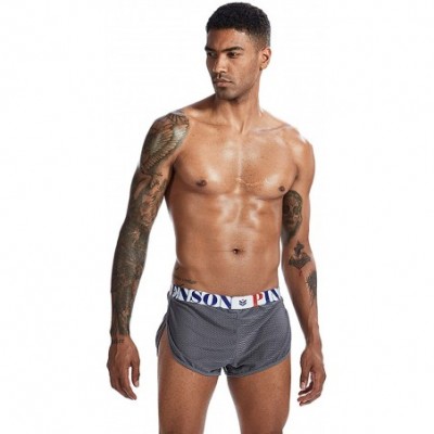 Boxer Briefs Men's Boxer Underwear Split Side Sexy Mesh Breathable Underpants - Grey-4peak - CK197T66LMD