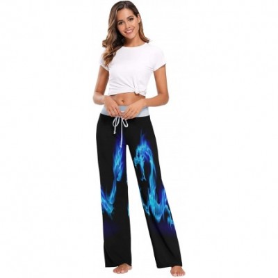 Bottoms Abstract Dragon Animal Black Women's Pajama Lounge Pants Casual Stretch Pants Wide Leg - CK19CZHOR4T