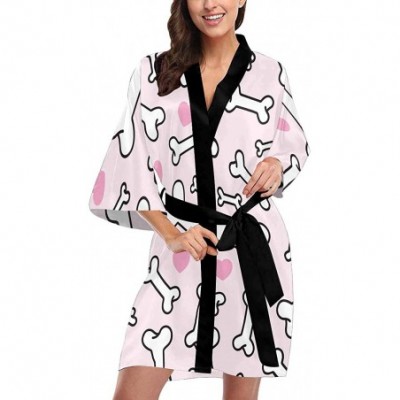 Robes Custom Dog Bone Women Kimono Robes Beach Cover Up for Parties Wedding (XS-2XL) - Multi 1 - C6194XH6XRT