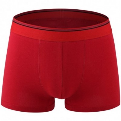 Boxer Briefs Men's 4-Pack Solid Cotton Boxer Briefs Classic Underwear - Red (4 Pack) - CU187TL6HGX