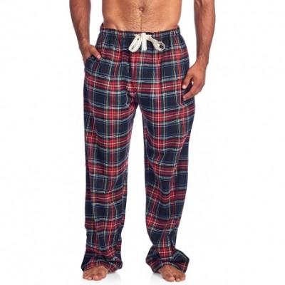 Sleep Bottoms Mens Super Soft Flannel Plaid Pajama Sleep Pants - Black Stewart Plaid - CM18X5EZ7K9