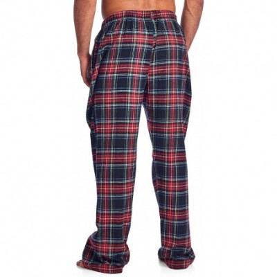 Sleep Bottoms Mens Super Soft Flannel Plaid Pajama Sleep Pants - Black Stewart Plaid - CM18X5EZ7K9