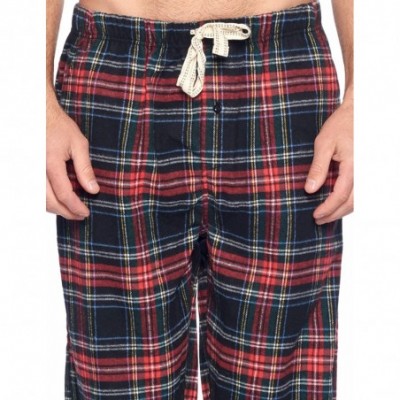 Sleep Bottoms Mens Super Soft Flannel Plaid Pajama Sleep Pants - Black Stewart Plaid - CM18X5EZ7K9