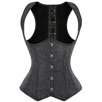 Bustiers & Corsets Women's Steampunk Classic Gothic Overbust Corset Tops Bustier Punk Rock Outfits Halloween Costume - Grey-u...