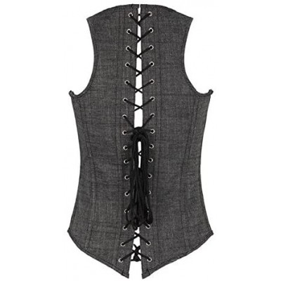 Bustiers & Corsets Women's Steampunk Classic Gothic Overbust Corset Tops Bustier Punk Rock Outfits Halloween Costume - Grey-u...