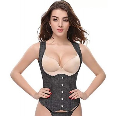 Bustiers & Corsets Women's Steampunk Classic Gothic Overbust Corset Tops Bustier Punk Rock Outfits Halloween Costume - Grey-u...