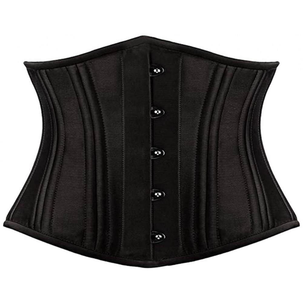 Bustiers & Corsets Womens Sexy 26 Steel Boned Heavy Duty Waist Trainer Corset Shaper for Weight Loss - Black - CC18LQ8SC0O