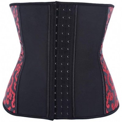 Bustiers & Corsets Women's Latex Waist Cincher 9 Steel Bone Corset Body Shaper - Black - C618L0OSQN0