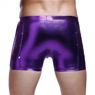 Boxer Briefs Mens Rivets Underwear Boxer Briefs Close-Fitting Men's Bulge Pouch Boxer Panties - Purple - CZ18X6E9TDA