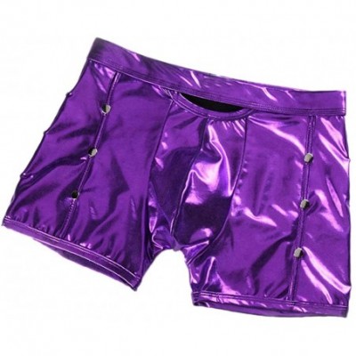 Boxer Briefs Mens Rivets Underwear Boxer Briefs Close-Fitting Men's Bulge Pouch Boxer Panties - Purple - CZ18X6E9TDA