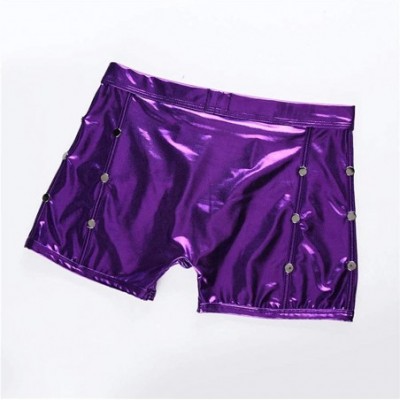 Boxer Briefs Mens Rivets Underwear Boxer Briefs Close-Fitting Men's Bulge Pouch Boxer Panties - Purple - CZ18X6E9TDA