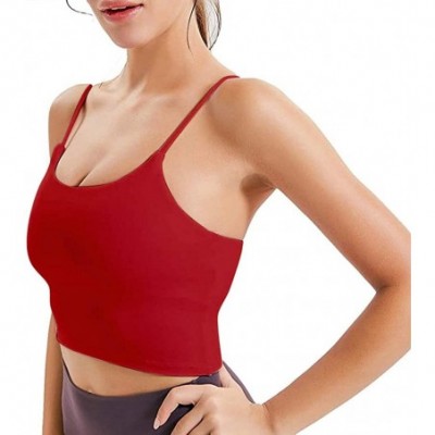 Camisoles & Tanks Women's Sports Bras Comfy Padded Gym Workout Crop Top Camisole Shirt Running Cami Yoga Tank Tops - B-red - ...