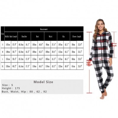 Sets Women One Piece Pajama Set Christmas Romper Zip Front Long Sleeve Animal Plaid Jumpsuit Adult Sleepwear with Hoodied - B...