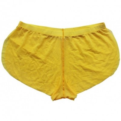 Boxers Men's Soft Sheer Mesh Boxer Briefs Shorts Underwear Swim Trunks - Yellow - C312O8ROQNE