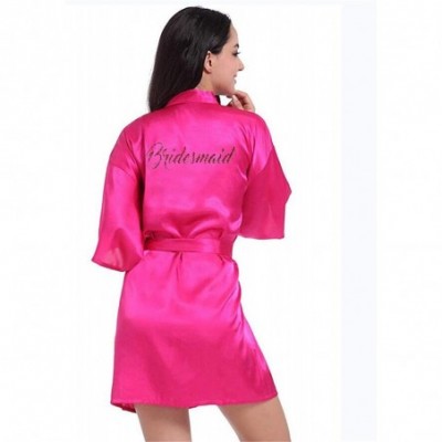 Robes Women Satin Silk Robes Gown Wedding Bride Robe Bridesmaid Bridal Robe - Champagne Maid of Ho - CE19C94SEW0