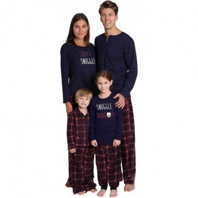 Sets Matching Family Pajama Sets for Christmas Holiday - Navy and Burgundy Plaid With Navy - CN18WDHA7SA